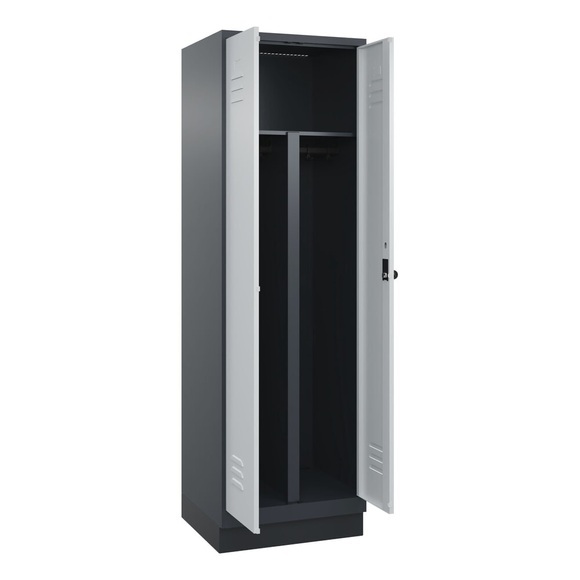 C+P PSA Doppel-Spind Classic PLUS, Sockel, 2 Abteile, HxBxT 1.950 x 600 x 500 mm, anthrazitgrau, lichtgrau, für Vorhängeschloss