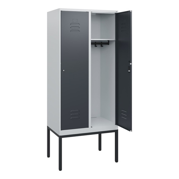 C+P Spind Classic PLUS, Gestell, 2 Abteile, HxBxT 1.950 x 800 x 500 mm, lichtgrau, anthrazitgrau, Zylinderschloss, ohne Mitteltrennwand
