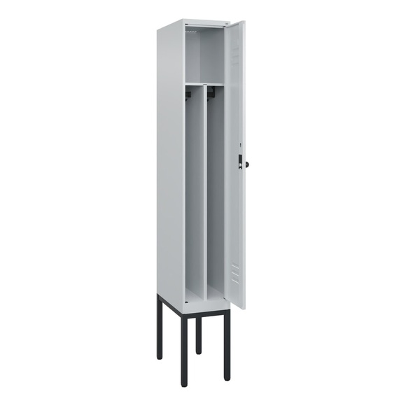 C+P Spind Classic PLUS, Gestell, 1 Abteil, HxBxT 2.120 x 300 x 500 mm, lichtgrau, lichtgrau, für Vorhängeschloss, mit Mitteltrennwand