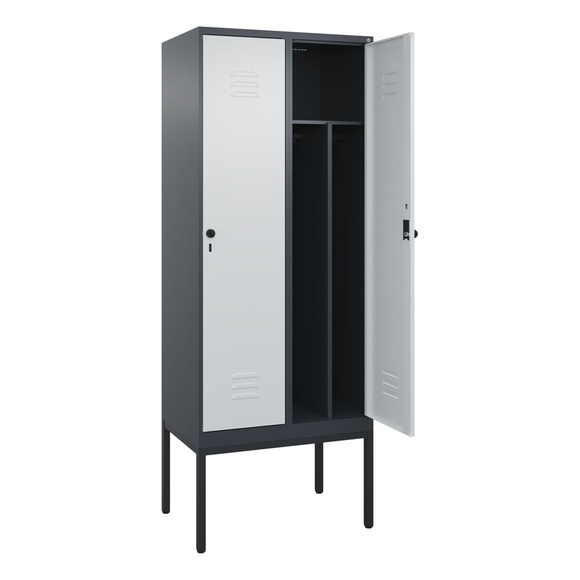 C+P Spind Classic PLUS, Gestell, 2 Abteile, HxBxT 2.120 x 800 x 500 mm, anthrazitgrau, lichtgrau, für Vorhängeschloss, mit Mitteltrennwand