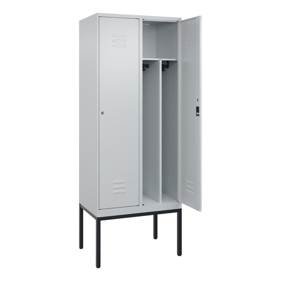 C+P Spind Classic PLUS, Gestell, 2 Abteile, HxBxT 2.120 x 800 x 500 mm, lichtgrau, lichtgrau, Zylinderschloss, mit Mitteltrennwand