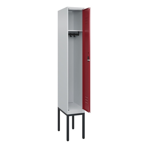 C+P Spind Classic PLUS, Gestell, 1 Abteil, HxBxT 2.120 x 300 x 500 mm, lichtgrau, rubinrot, Zylinderschloss, ohne Mitteltrennwand