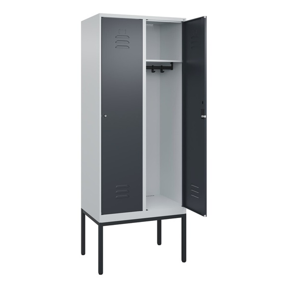 C+P Spind Classic PLUS, Gestell, 2 Abteile, HxBxT 2.120 x 800 x 500 mm, lichtgrau, anthrazitgrau, Zylinderschloss, ohne Mitteltrennwand