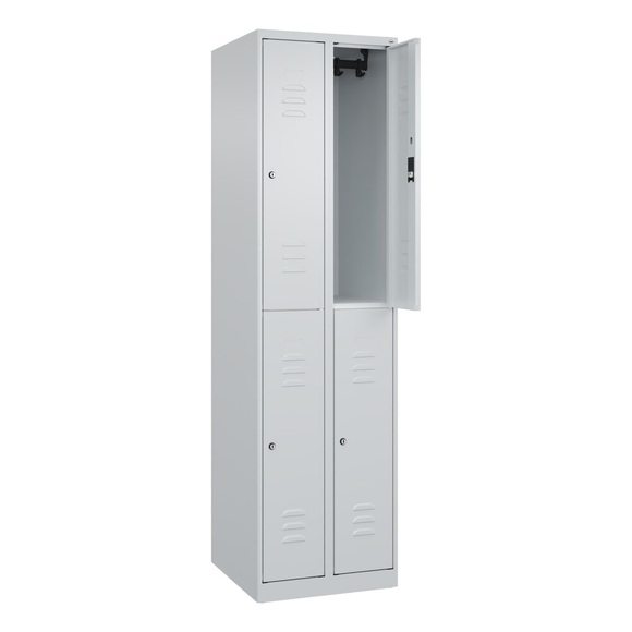 C+P Doppelstock-Spind Classic PLUS, 2 Abteile, HxBxT 1.850 x 500 x 500 mm, lichtgrau, lichtgrau, Zylinderschloss, 4 Fächer