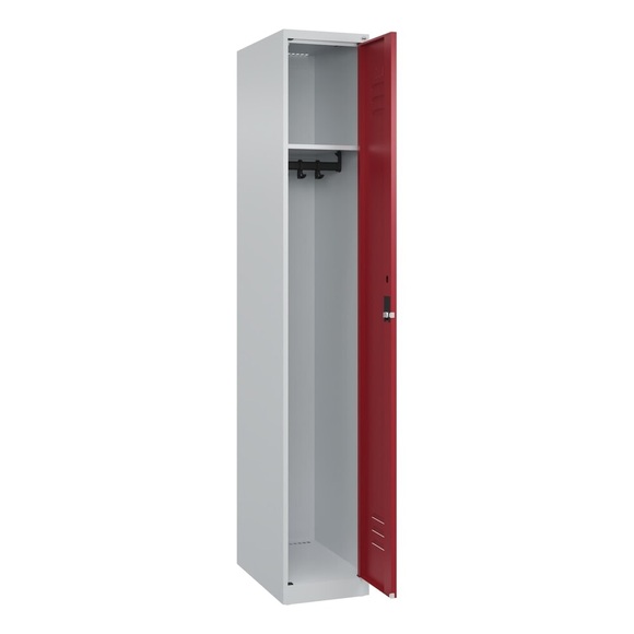 C+P Spind Classic PLUS, 1 Abteil, HxBxT 1.850 x 300 x 500 mm, lichtgrau, rubinrot, Zylinderschloss, ohne Mitteltrennwand