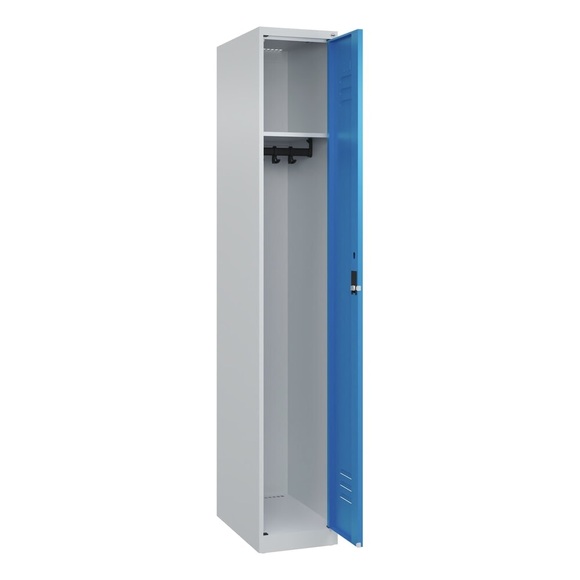 C+P Spind Classic PLUS, 1 Abteil, HxBxT 1.850 x 300 x 500 mm, lichtgrau, lichtblau, Zylinderschloss, ohne Mitteltrennwand