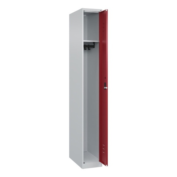 C+P Spind Classic PLUS, 1 Abteil, HxBxT 1.850 x 250 x 500 mm, lichtgrau, rubinrot, Zylinderschloss, ohne Mitteltrennwand