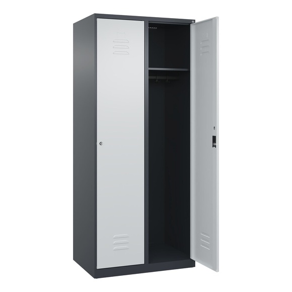C+P Spind Classic PLUS, 2 Abteile, HxBxT 1.850 x 800 x 500 mm, anthrazitgrau, lichtgrau, Zylinderschloss, ohne Mitteltrennwand