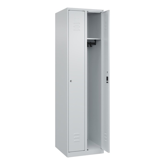 C+P Spind Classic PLUS, 2 Abteile, HxBxT 1.850 x 500 x 500 mm, lichtgrau, lichtgrau, Zylinderschloss, ohne Mitteltrennwand