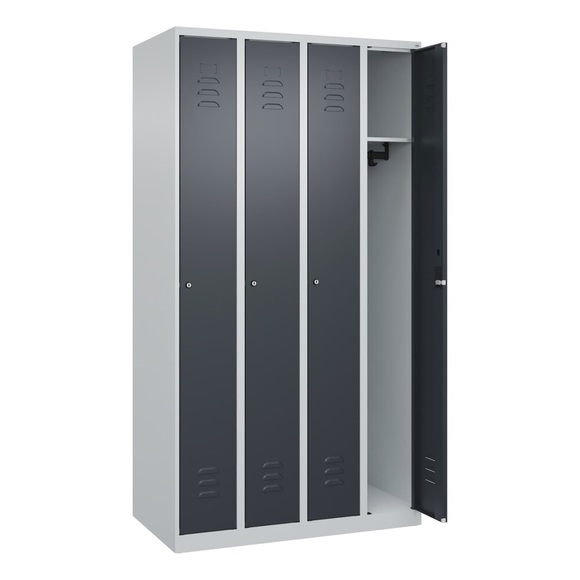C+P Spind Classic PLUS, 4 Abteile, HxBxT 1.850 x 1.000 x 500 mm, lichtgrau, anthrazitgrau, Zylinderschloss, ohne Mitteltrennwand