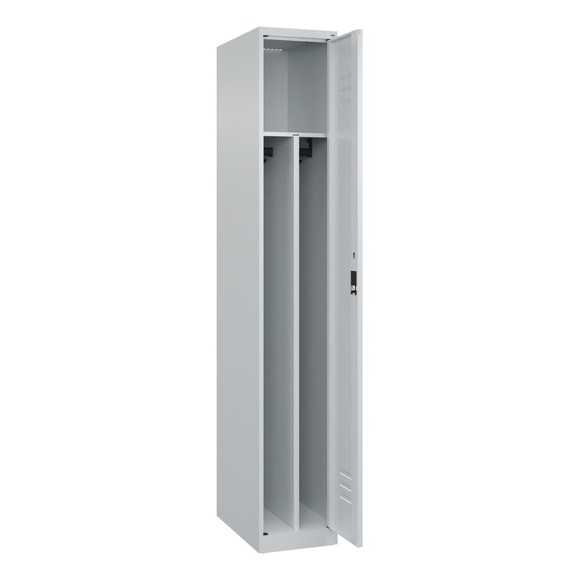 C+P Spind Classic PLUS, 1 Abteil, HxBxT 1.850 x 300 x 500 mm, lichtgrau, lichtgrau, Zylinderschloss, mit Mitteltrennwand