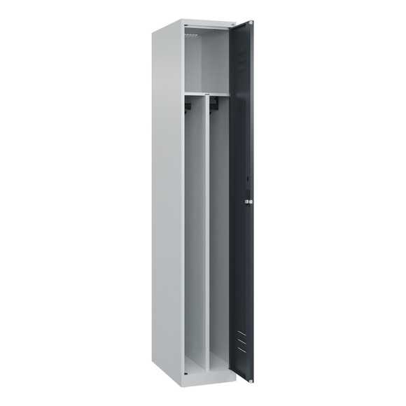 C+P Spind Classic PLUS, 1 Abteil, HxBxT 1.850 x 300 x 500 mm, lichtgrau, anthrazitgrau, Zylinderschloss, mit Mitteltrennwand