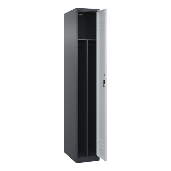 C+P Spind Classic PLUS, 1 Abteil, HxBxT 1.850 x 300 x 500 mm, anthrazitgrau, lichtgrau, Zylinderschloss, mit Mitteltrennwand