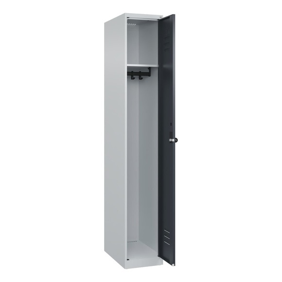C+P Spind Classic PLUS, 1 Abteil, HxBxT 1.850 x 300 x 500 mm, lichtgrau, anthrazitgrau, für Vorhängeschloss, ohne Mitteltrennwand