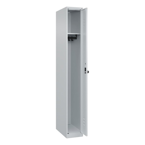 C+P Spind Classic PLUS, 1 Abteil, HxBxT 1.850 x 250 x 500 mm, lichtgrau, lichtgrau, für Vorhängeschloss, ohne Mitteltrennwand