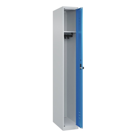 C+P Spind Classic PLUS, 1 Abteil, HxBxT 1.850 x 250 x 500 mm, lichtgrau, lichtblau, für Vorhängeschloss, ohne Mitteltrennwand