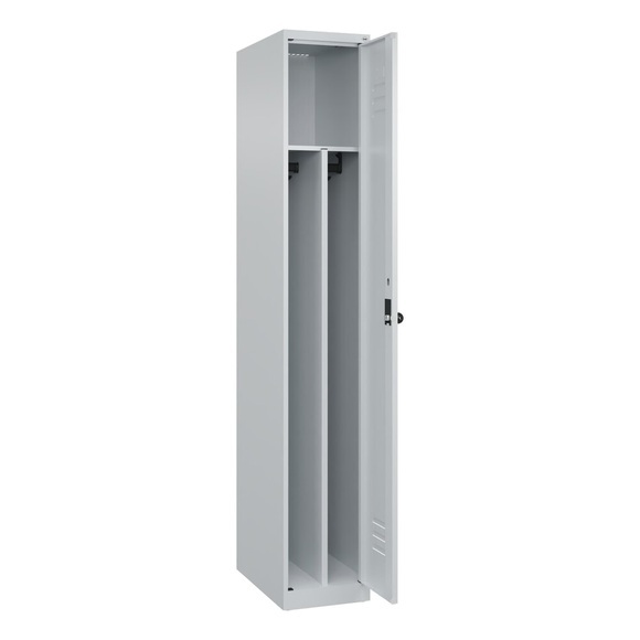 C+P Spind Classic PLUS, 1 Abteil, HxBxT 1.850 x 300 x 500 mm, lichtgrau, lichtgrau, für Vorhängeschloss, mit Mitteltrennwand