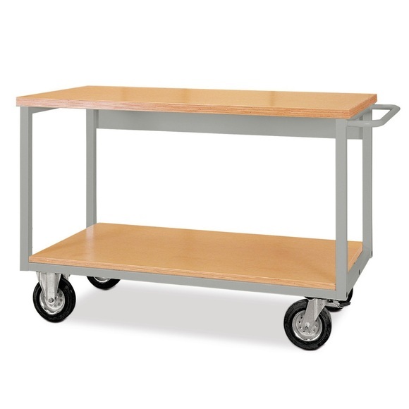 Mobile Werkbank mit Rollen, 2 Holzböden à 1.500 x 750 mm, TK 600 kg