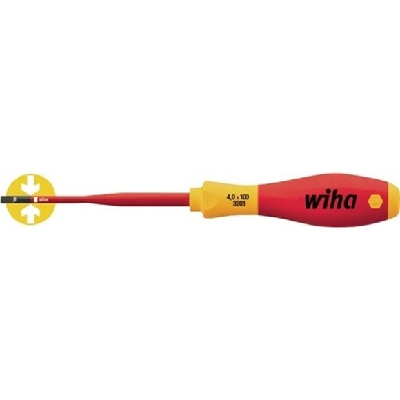 VDE Schlitz-Schraubendreher Wiha SoftFinish electric slimFix 3201 35390 Klingenbreite: 4 mm Klingenlänge: 100 mm