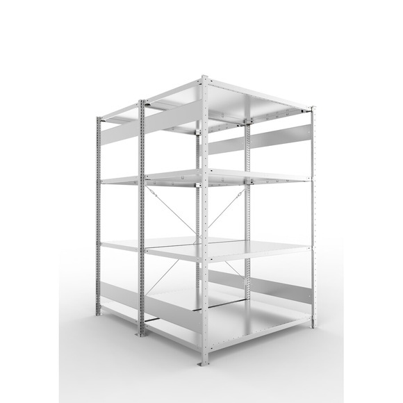 META Weitspannregal, doppelzeilig, GF, verzinkt, HxBxT 2.000 x 1.300 x 800 mm