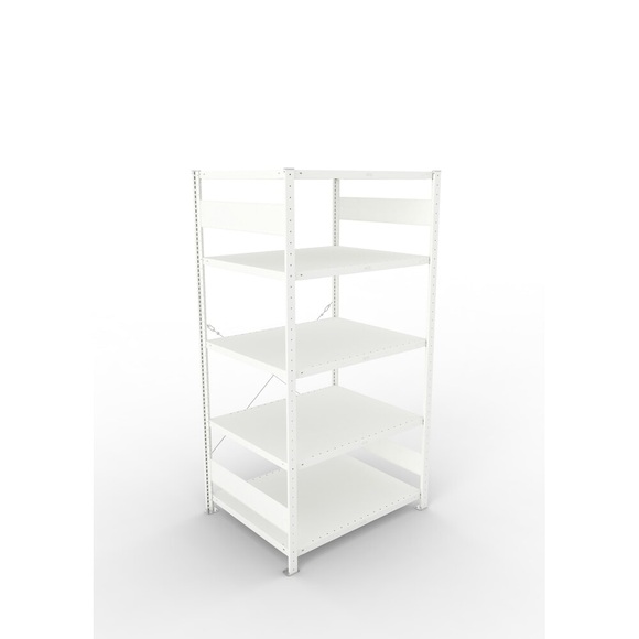 META Fachbodenregal Stecksystem, GF, FL 230 kg, lichtgrau, HxBxT 2.000 x 1.300 x 300 mm