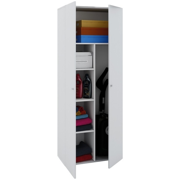 MID.YOU Mehrzweckschrank in weiss in weiss , ca. 70x178x40 cm 'Vandol' _ Holzwerkstoff , 4 Fächer , 70x178x40 cm , Dekorfolie,Nachbildung , 000657007005