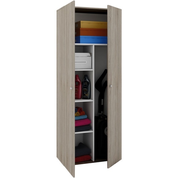 MID.YOU Mehrzweckschrank eichefarben in eichefarben , ca. 70x178x40 cm 'Vandol' _ Holzwerkstoff , 4 Fächer , 70x178x40 cm , Dekorfolie,Nachbildung , stehend , 000657007006