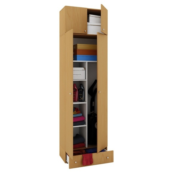 MID.YOU Mehrzweckschrank in buchefarben , Vandol Ii , Kunststoff , Holzoptik , 4 Fächer , 1 Schubladen , 70x238x39 cm , melaminharzbeschichtet,melaminharzbeschichtet,Nachbildung,Nachbildung , erweiterbar, stehend, stabil , 000657024009