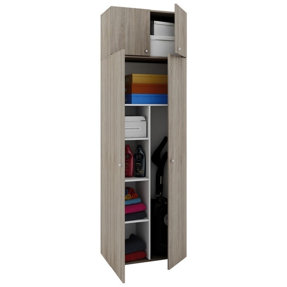 MID.YOU Mehrzweckschrank in sonoma eiche , Vandol Ii , Kunststoff , Holzoptik , 4 Fächer , 70x218x39 cm , melaminharzbeschichtet,melaminharzbeschichtet,Nachbildung,Nachbildung , erweiterbar, stehend, stabil , 000657024002
