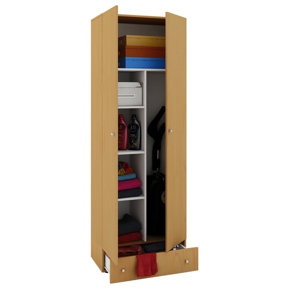 MID.YOU Mehrzweckschrank in buchefarben , Vandol Ii , Kunststoff , Holzoptik , 4 Fächer , 70x198x39 cm , melaminharzbeschichtet,melaminharzbeschichtet,Nachbildung,Nachbildung , erweiterbar, stehend, stabil , 000657024006
