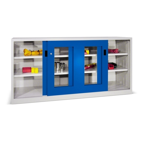 PAVOY Schiebetürenschrank mit Sichtfenstern, 4 Fachböden + Trennwand, HxBxT 1.000 x 1.500 x 600 mm