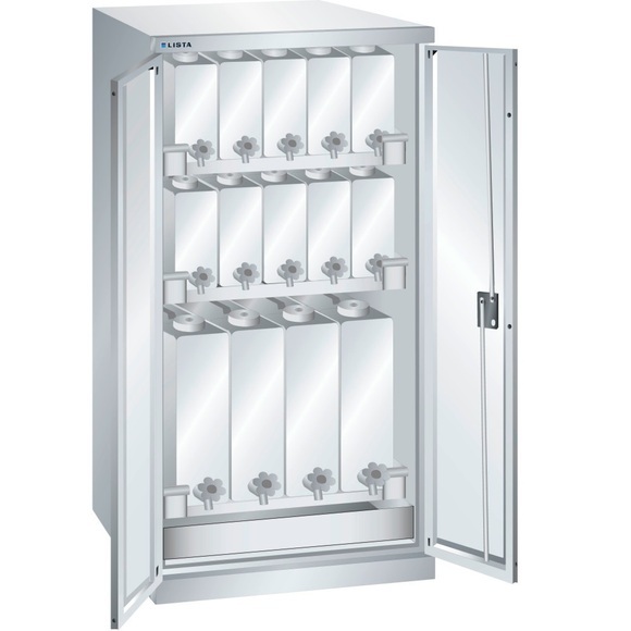 LISTA Chemikalienschrank, HxBxT 1.450 x 717 x 753 mm, 3 Kannenböden, lichtgrau