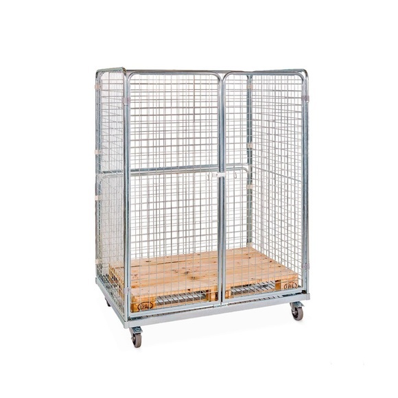 Stahl-Rollbehälter in Euro-Mass, 4-seitig, Ladefläche 1.298 x 887 mm