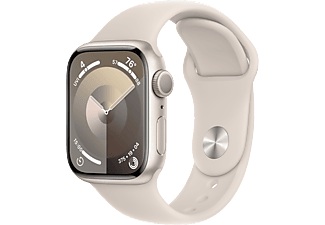 APPLE Watch Series 9 (GPS, Alu) 41 mm - Smartwatch (S/M 130-180 mm, Fluorelastomer, Polarstern/Polarstern)