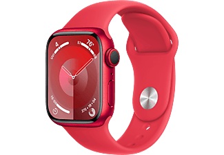 APPLE Watch Series 9 (GPS + Cellular, Alu) 41 mm - Smartwatch (S/M 130-180 mm, Fluorelastomer, (PRODUCT)RED/(PRODUCT)RED)