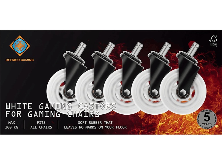 DELTACO GAM-157-W - Universalrollen (Schwarz/Weiss)