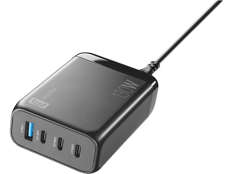 CELLULARLINE MULTIPOWER DESK GAN 130W - Netzladegerät (Schwarz)