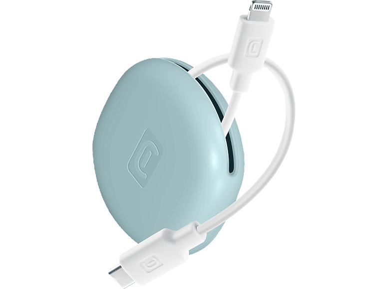 CELLULARLINE Bag Cable - USB-C zu Lightning Kabel mit Kabelhalter (Weiss/Blau)