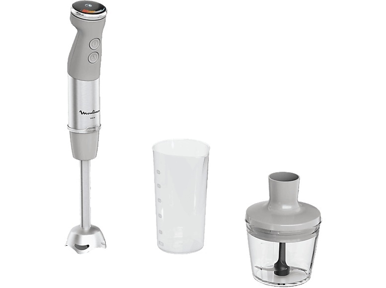 MOULINEX Quickchef+ Stabmixer Edelstahl/Grau (1000 W, Bechervolumen: 800 ml, Zerkleinerer-Volumen: 500 ml)