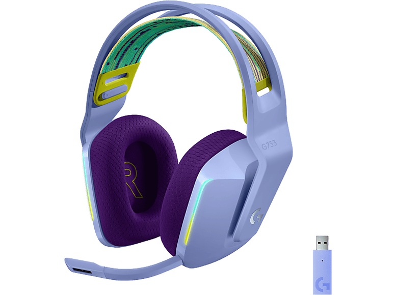 Logitech Gaming G733 LIGHTSPEED Gaming Headset 2.4 GHz Funk schnurlos, Stereo On Ear Lila