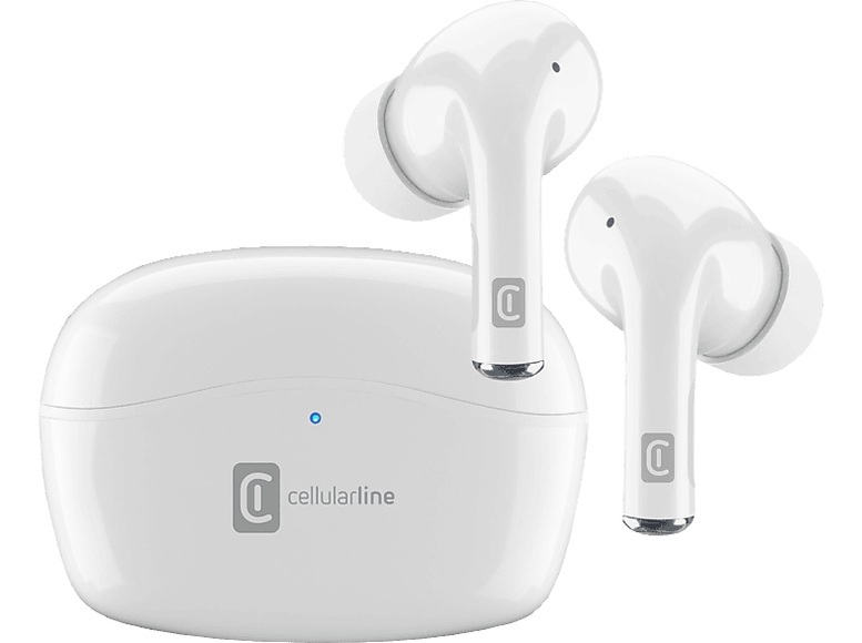 Cellularline - VIVID Bluetooth 5.0 In-Ear Kopfhörer Active Noise Cancelling Headset + Lade Case (BTVIVIDTWSW) - Weiss