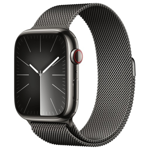 APPLE Watch Series 9 (GPS + Cellular, Edelstahl) 45 mm - Smartwatch (Stufenlos verstellbar, Edelstahl, Graphit/Graphit)