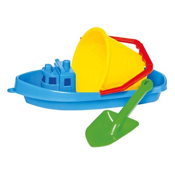 Bino Sand-Spielzeug Set mit Boot - bunt