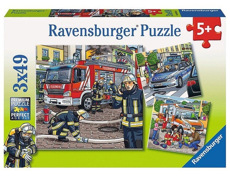 RAVENSBURGER Puzzle 3x49 Teile Helfer in der Not