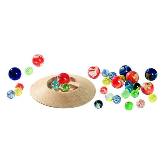 Murmeltellerspiel mit 31 Murmeln