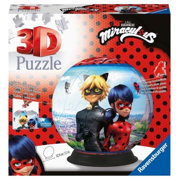 Ravensburger 3D Puzzle 11167 - Puzzle-Ball Miraculous -- Puzzle-Ball für Erwachsene und Kinder ab 6 Jahren