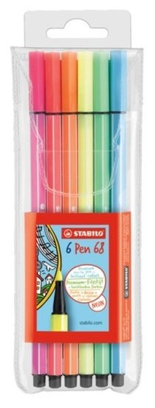STABILO Fasermaler Pen 68 1mm 6806-1 6 Farben neon