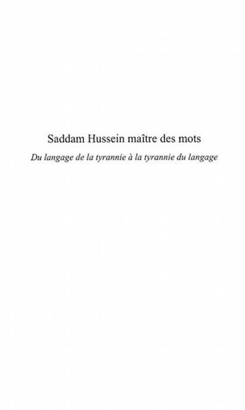 Saddam hussein maitre des mots