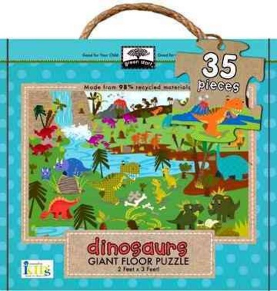 Green Start Giant Floor Puzzles: Dinosaurs (Earth Friendly 35 PC Puzzles with Handy Carry & Storage Case)