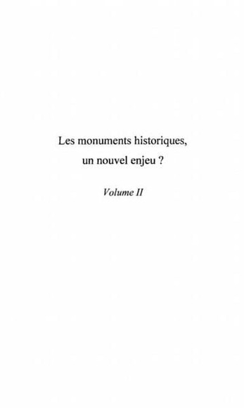 Monuments historiques un nouvel enjeu? t
